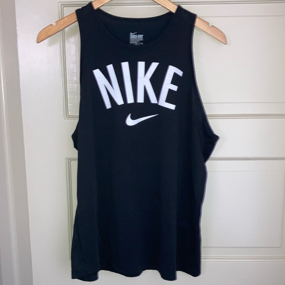 Nike Women's black tank top size L Large dri fit material